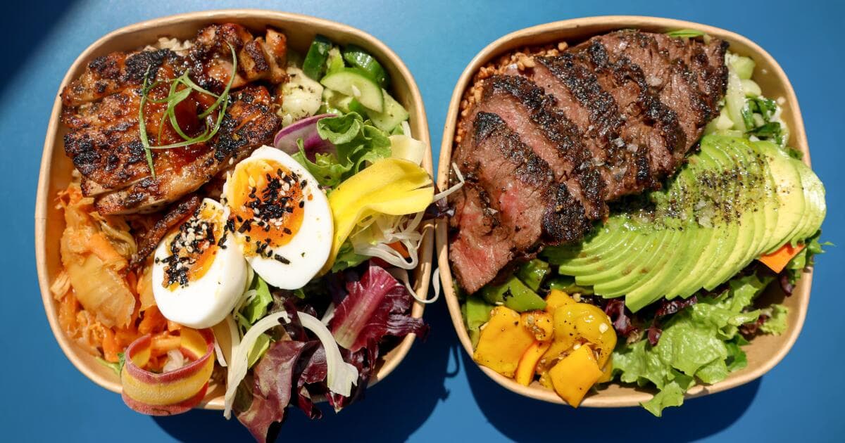 Los Angeles Times image accompanying “Proteinmaxxing is reshaping L.A. dining — and pushing small restaurants to the brink.”