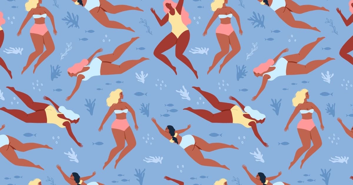 Body-positive swimming illustration used for Vox advice coverage.