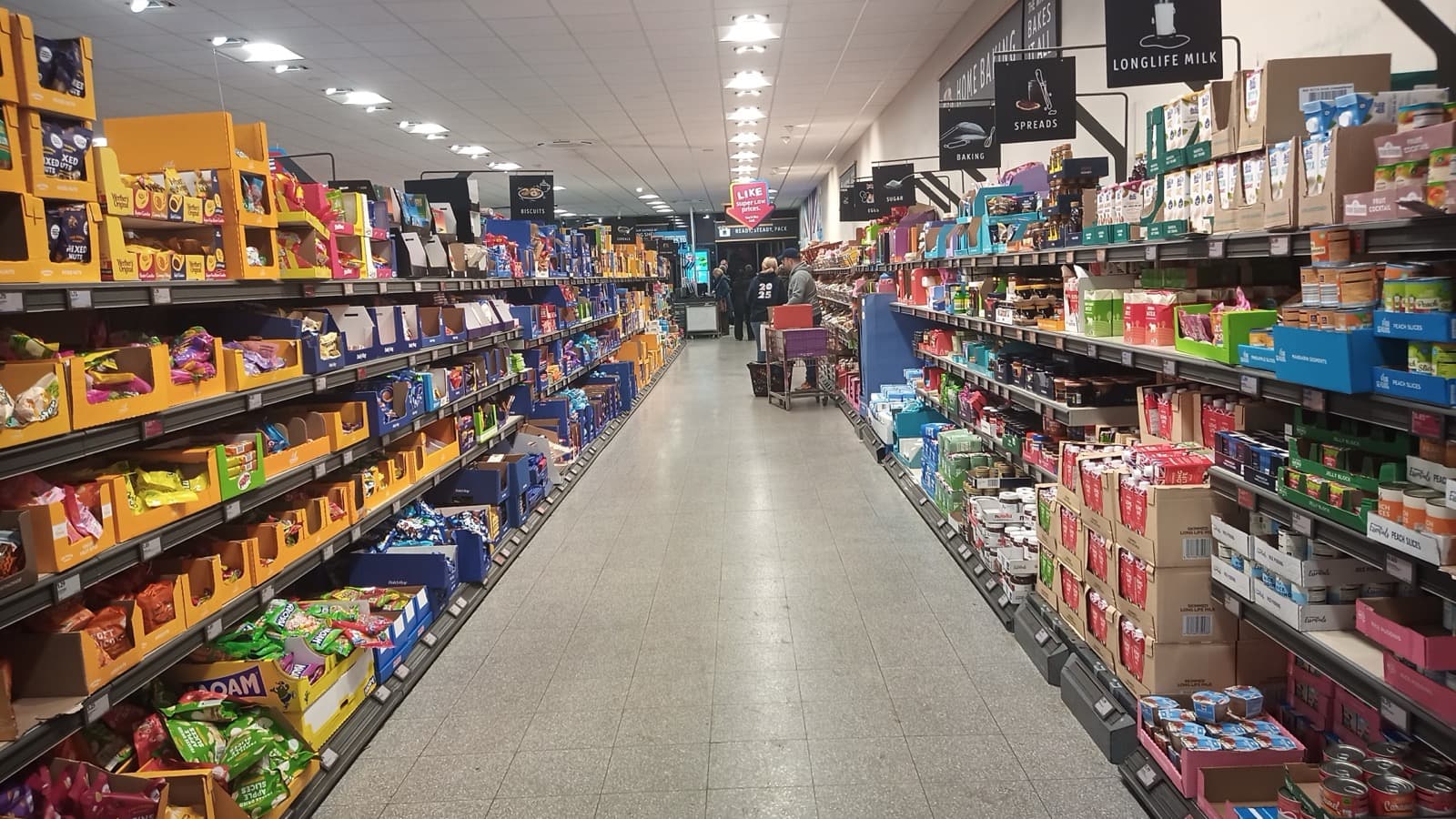 Grocery aisle used as an editorial image for food culture and appetite shifts.